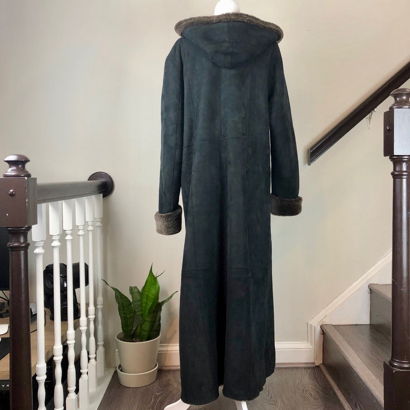 Black Shearling Floor-Length Coat