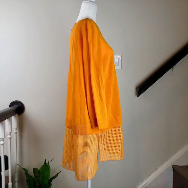 Orange Layered Knit Long Sleeve Tunic Top