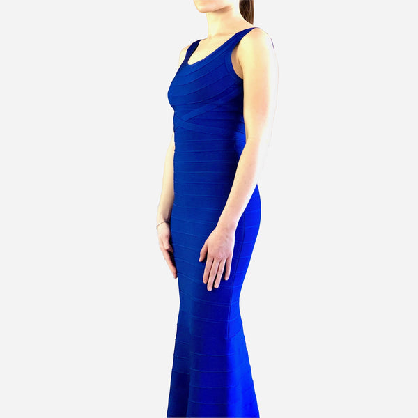 Cobalt-Blue Aleah Bandage Floor-Length Dress