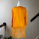 Orange Layered Knit Long Sleeve Tunic Top