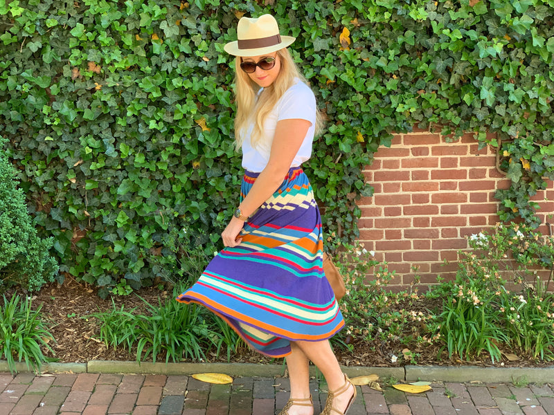 Multicolored Striped Knit Skirt