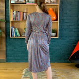 Multicolored Long Sleeve Silk Wrap Dress