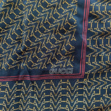 Navy-Blue and Red 'Horsebit' Silk Scarf