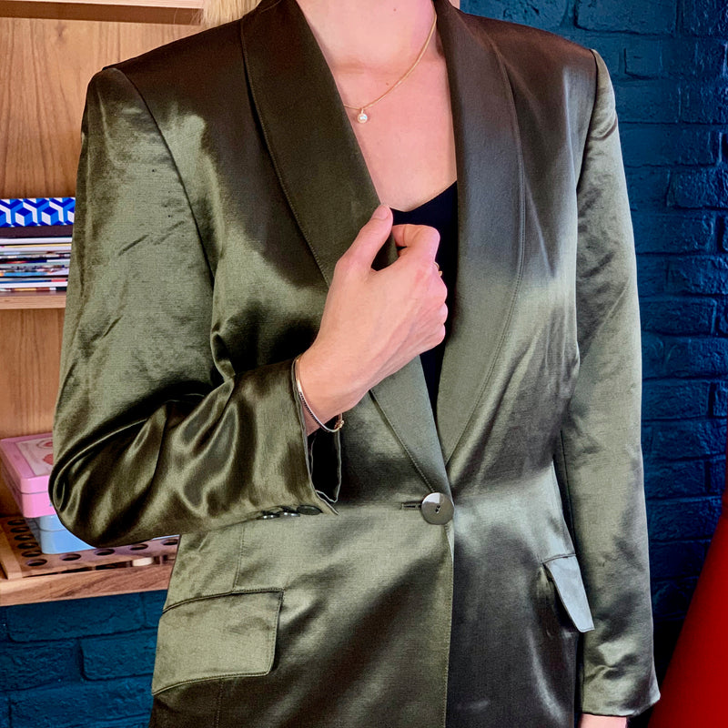 Metallic Green Oversized Blazer