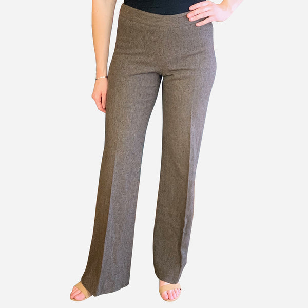 Brown Wool Wide-Leg Pants