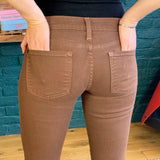 Brown Coated 'Lola' Stovepipe Skinny Jeans