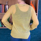 Yellow Light Weight Sheer Knit Long Sleeve Sweater