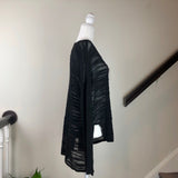 Black Scoop-Neck Medium Weight Sheer Sweater