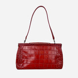 Red Embossed Leather Shoulder Bag