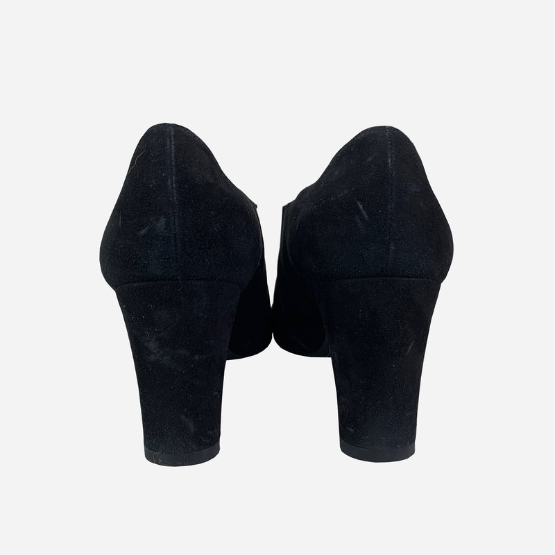 Black Suede Low-Heeled Ankle Boots
