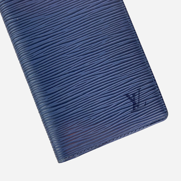 Blue Epi Leather Pocket Checkbook Cover