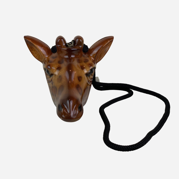 Brown and Black Glazed Wooden 'Giraffe' Crossbody Bag