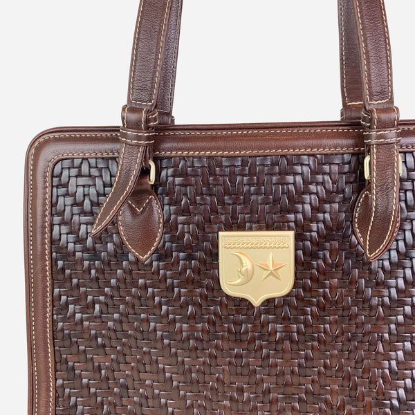 Dark-Brown Woven Leather Tote