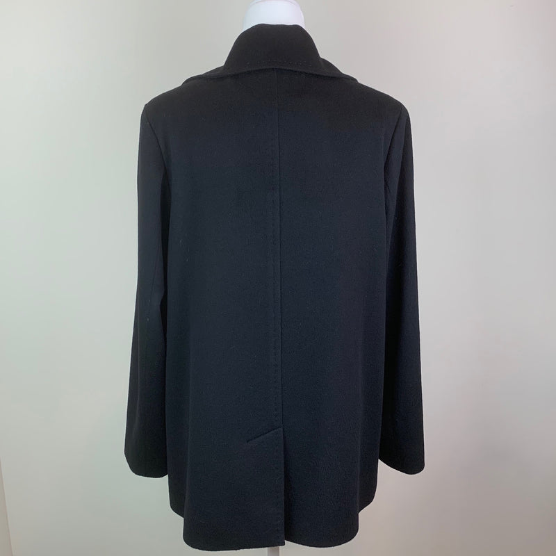 Black Double-Breasted Notch-Lapel Wool Coat