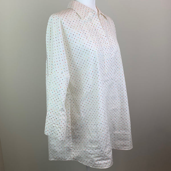 Multicolored Polka Dot Pointed Collar Blouse