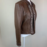 Brown Open-Front Leather Jacket