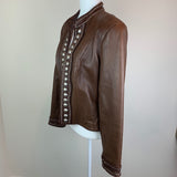 Brown Open-Front Leather Jacket