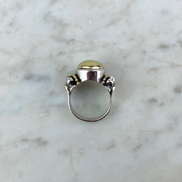 18K Yellow Gold and Sterling Silver Caviar Cocktail Ring