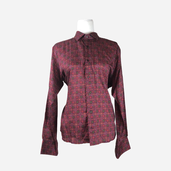 Multicolored Print Button-Up Blouse