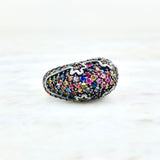 Sterling Silver and Multicolor Sapphire Cocktail Ring