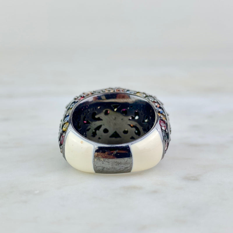 Sterling Silver and Multicolor Sapphire Cocktail Ring