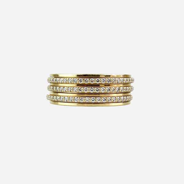 18K Yellow Gold and Diamond Three-Row Possession Band Ring