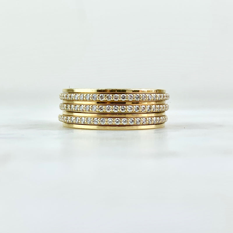 18K Yellow Gold and Diamond Three-Row Possession Band Ring