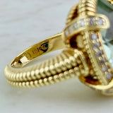 18K Yellow Gold, Prasiolite and Diamond Cocktail Ring